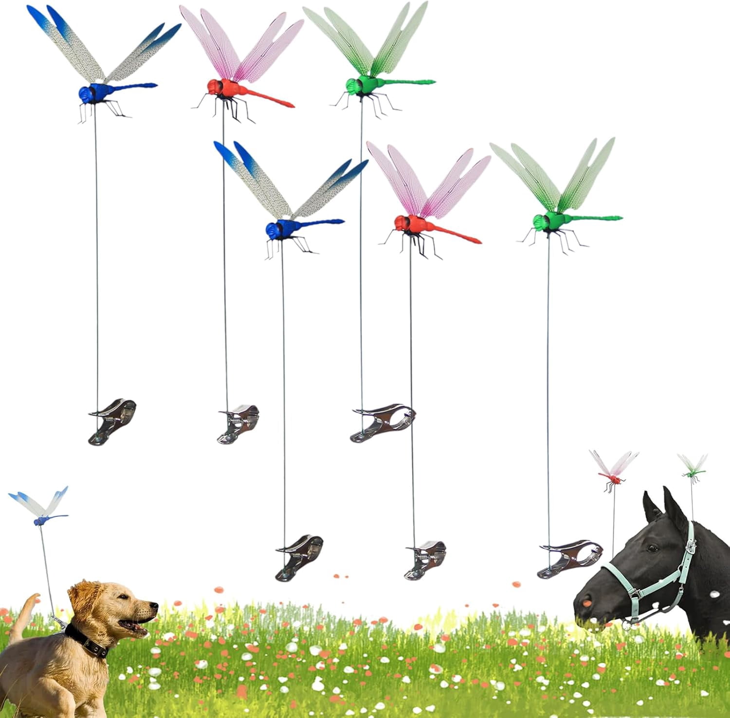 6 PCS Dragonfly Clips for Bugs Repellent Outdoor, 3D Artificial Dragon Fly Hat Clips Waterproof Realistic Garden Patio Decor for Indoor Outdoor, Dragonfly Clips to Keep Bugs Away (3 Color Set)