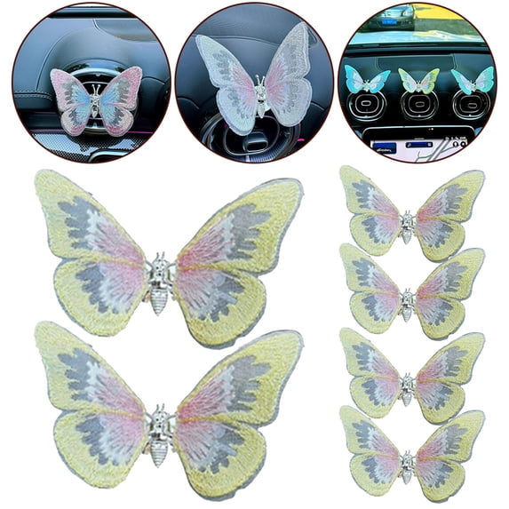 6 PCS Embroidery Butterfly Decoration Automotive Interior Accessories Gift for Drivers