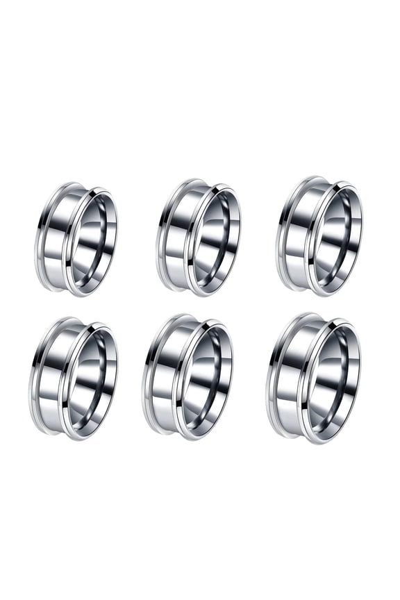 6 PCS Empty Rings Scratch Resistant Blanks Rings Rings Materials Empty Unisex Rings Stainless Steel