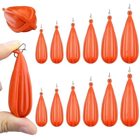 6 PCS Fishing Practice Plugs - 6 Mixed Sizes Orange Bait Casting Practice Plug, Suitable for Children to Improve Throwing Skills (1/5 oz, 1/4 oz, 3/8 oz, 2/5 oz, 1/3 oz, 3/4 oz)