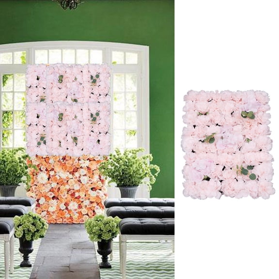 6 PCS Flower Wall Panels, Artificial Pink Flower Wall Rose Floral Wall Faux Flower Wall Background for Wedding Decoration Party Photo Arrangement, 16.14 *24.02 *6.69inch (Light Pink Rose)