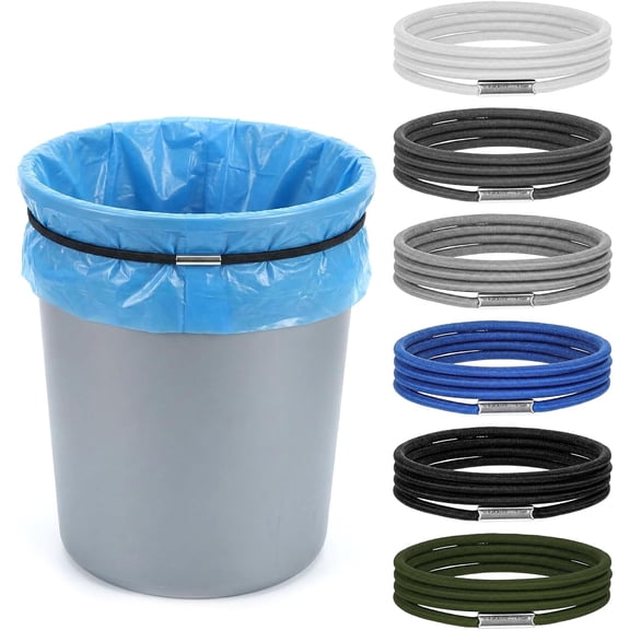 6 PCS Garbage Can Bands, High Elastic Trash Can Bag Holder Straps Fit 13 to 32 Gallon Cans, Nylon Garbage Can Bands for Kitchen, Office, Trash Cans Band Straps, 6 Colors