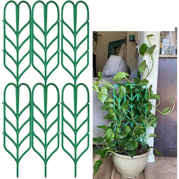 6 PCS Garden Trellis for Climbing Plants, Plastic Indoor Trellis for Potted Plants Green Stackable Mini Climbing Plant Stupport DIY Flower Pot Support for Pea Vegetable Clematis(xxw)