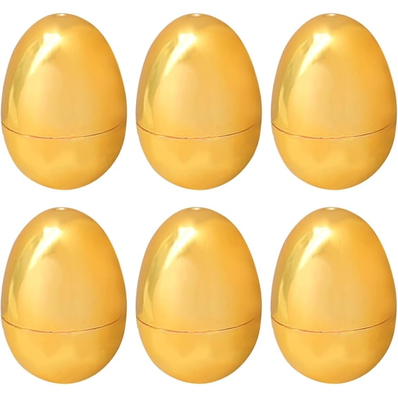 6 PCS Gold Easter Eggs Shiny Metallic Fillable Plastic Eggs for Candy Chocolate Money Prizes Easter Egg Hunt Birthday Party Favors Supplies