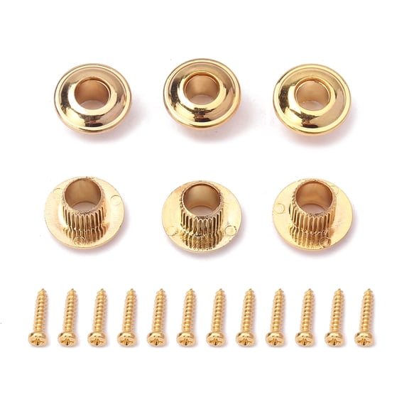 FELTECHELECTR 6Pcs Acoustic Guitar Machine Heads Plated Gold Plated with Ferrules and Screws