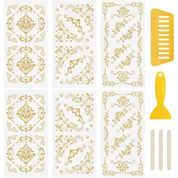 6 PCS Gold Stamping Decals Rub on Transfer Stickers,Vintage Border Decals Waterproof Stickers for Furniture Cabinets Window Wallpaper DIY