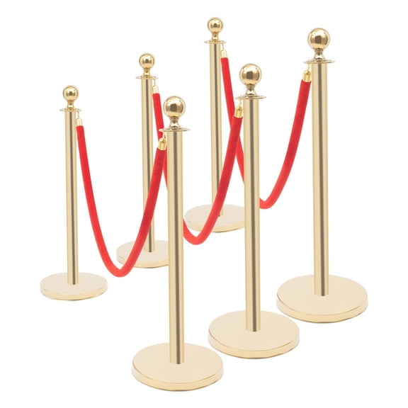 6 PCS Gold Stanchion Posts, Crowd Control Barriers, Stainless Steel Gold Stanchions for Parties, Weddings, Museums