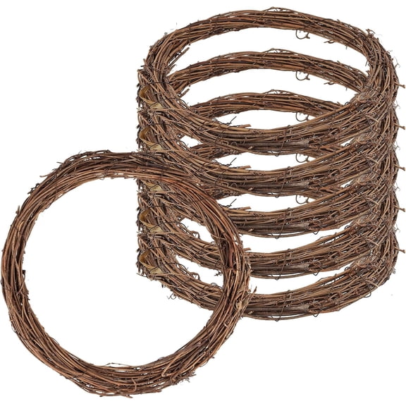 6 PCS Grapevine Wreath 12 Inch, Large Rattan Vine Twig Wreath for DIY Craft, Home Decor, Party, Wedidng, Brown