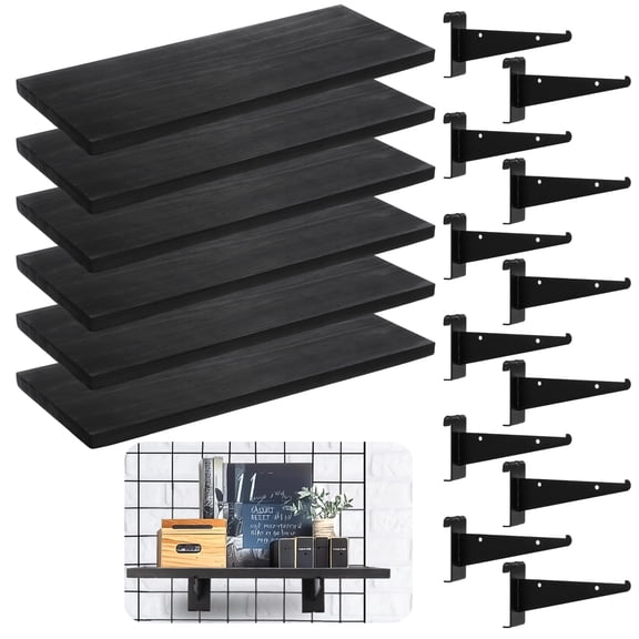 6 PCS Gridwall Shelves with Metal Brackets, 15.7 x 6 Inches Wooden Grid Wall Board with Metal Brackets, Grid Wall Organizer, Heavy Duty Gridwall Accessories for Living Room Garage Tool Room