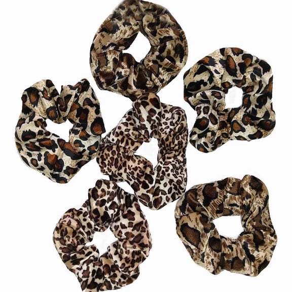 6 PCS Hair Scrunchies for Women - Leopard & Cheetah Print, Velvet, Large, 3 Styles, Hair Ties for Thick Hair, Hair Accessories, 6 Count