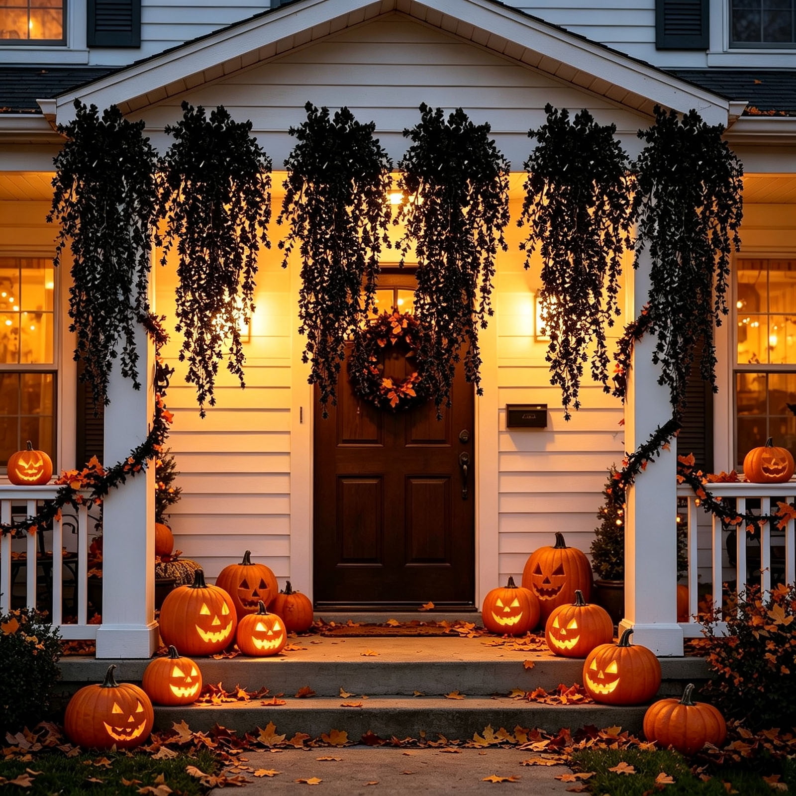 6 PCS Halloween Black Hanging Vines Porch Ceiling Decoration, Spooky
