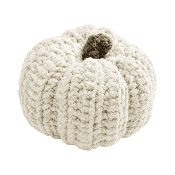 6 PCS Hand Crocheted Pumpkin Doll Set, Beige | Knitted Yarn Squash Fall Decor for Table Bowl Shelf Halloween Thanksgiving Display