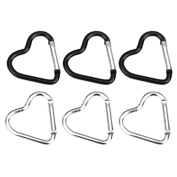 6 PCS Heart Carabiner Heart Shape Keychain Clip Cute Carabiner Clip Aluminum Ring Climbing Clips Heart Shaped - Style 1