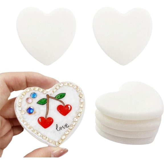 6 PCS Heart-Shaped Rocks for Painting, 2.4" Flat DIY White Painting Rocks, Natural Smooth Rocks for Crafts,Gift, Arts,Decoration, Kindness Rocks Valentine's Day Gift