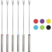 6 PCS Heat Resistant Fondue Sticks - 9.5 Inch Stainless Steel Smores Forks for Chocolate Marshmallows & Meat