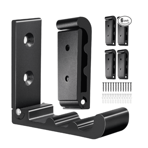 6 PCS Heavy Duty Folding Wall Hooks, Sturdy Black Wall Mounted Hooks for Coats, Towels, Backpacks, Bags, Space Saving Wave Design for Living Room, Bedroom Organization
