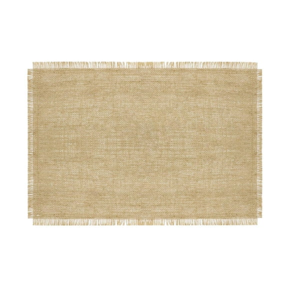 6 PCS Holzlrgus Burlap Placemats Fringed Edges, Jute Rustic Vintage Farmhouse, Natural Tan for Everyday Dinner Parties Holiday Sizes 12" X 18"