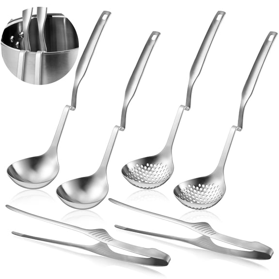 6 PCS Hot Pot Tongs and Spoons, Hotpot Utensil Kit Shabu Shabu Pot, Long-handled Holed Kitchen Utensils, Suitable for Kitchen Cooking, Barbecuing and Hot Pot Y101