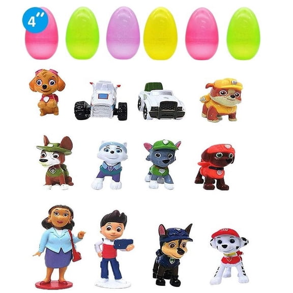 6 PCS Jumbo Size Easter Eggs and New Paw Dog Patrol 12 Pcs Anime Action Figure