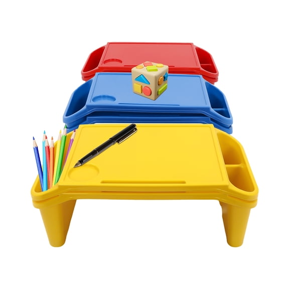 6 Pack Lap Desk Trays, 33LBS Bearing PP Portable Bed Table with Cup & Phone Holder, Multicolor Study Eating Play Tray for Home Daily Use