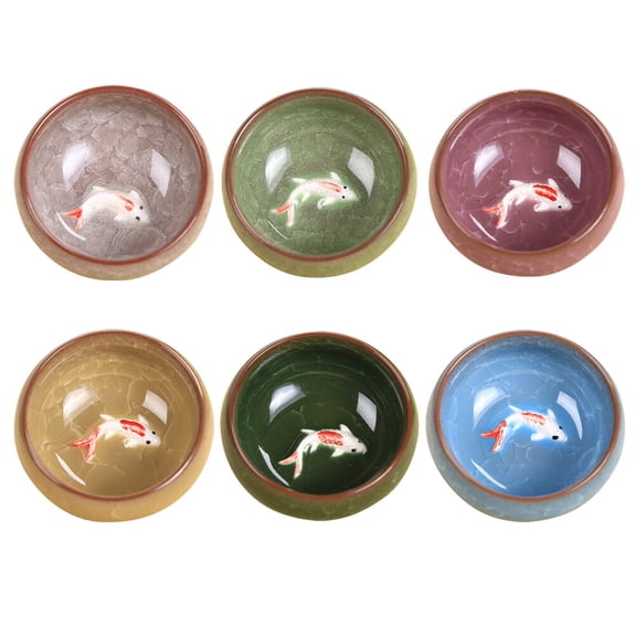 6 PCS Fish Cup Teacups Teapot Pots China Coffee Mugs Travel