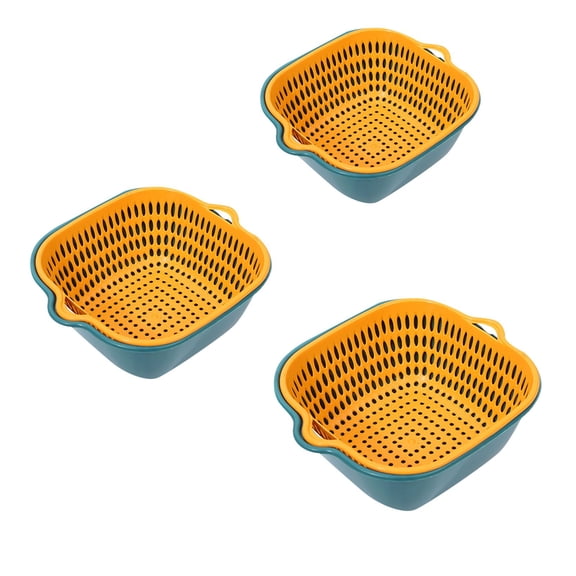 6 PCS Kitchen Washing Bowl And Strainer Set Multifunctional Double Layered  Basin And For Fruit Vegetables Wire Stacking Fruit Bowl Stand Yarn Table Banana Holder Stand Monkey Wooden Serving