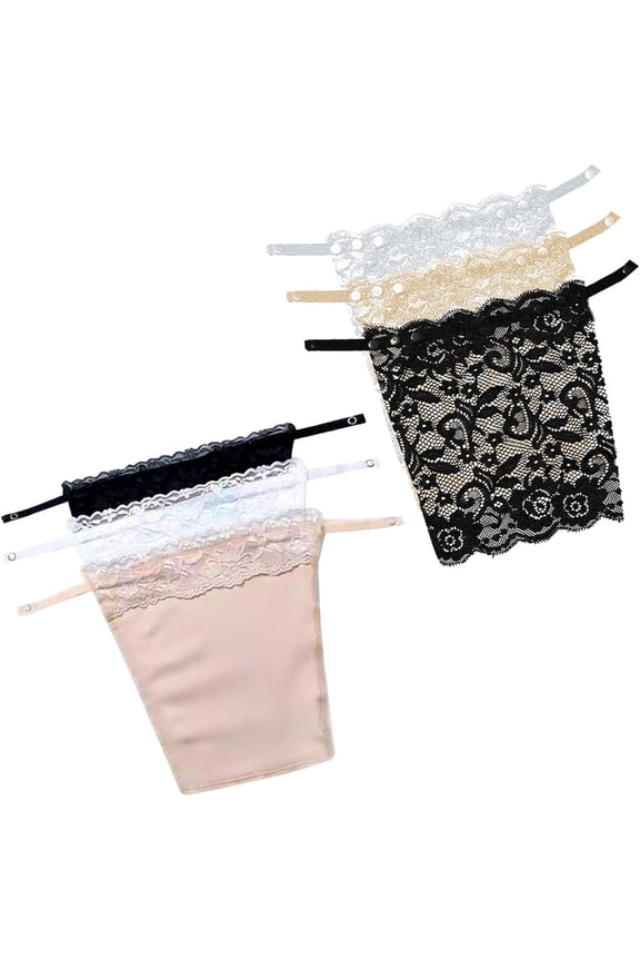 6 PCS Lady Clip-on Mock Camisole Bra Insert Overlay Modesty Panel Vest for Women Black