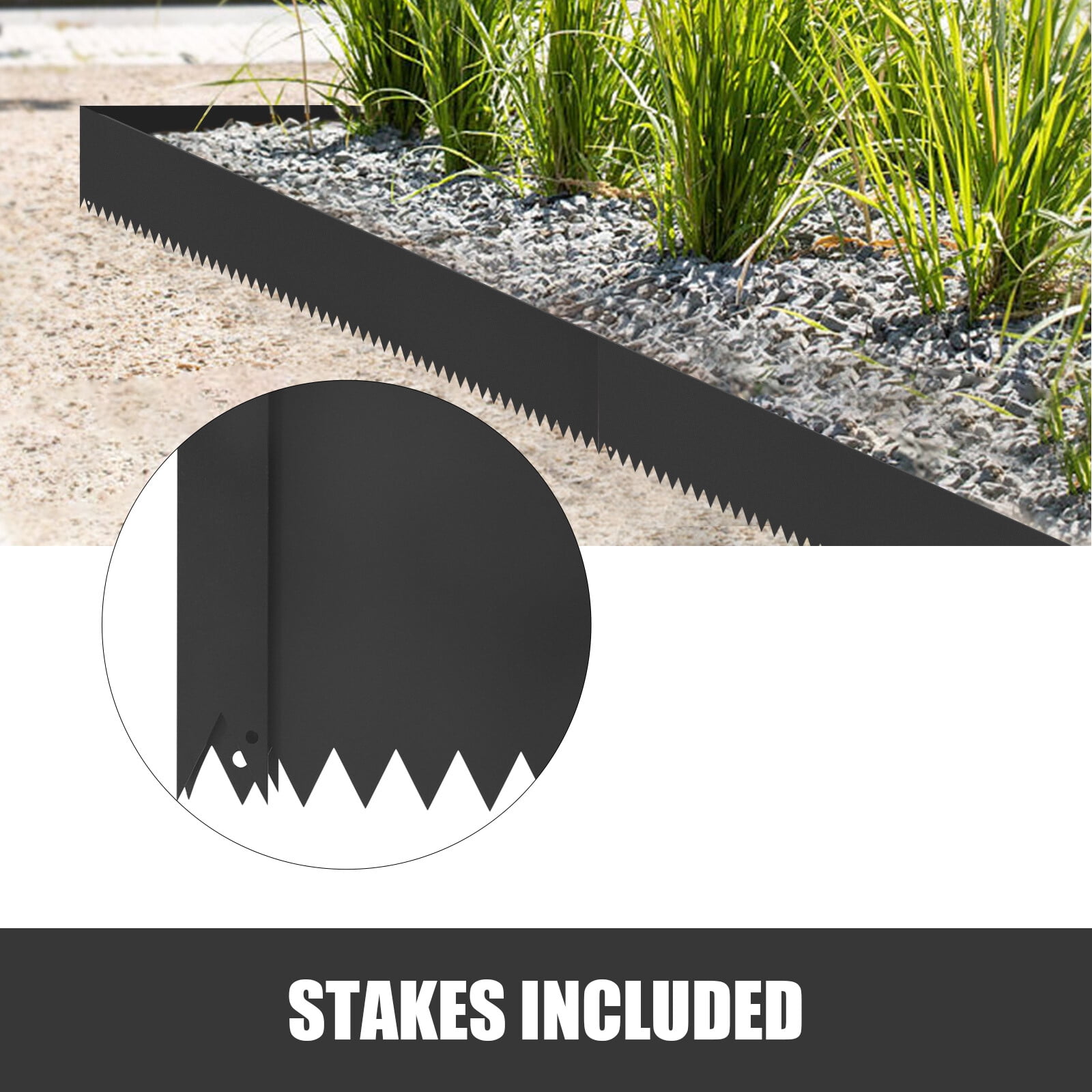 6 PCS Landscape Edgings, 40in Metal Lawn Edge for Garden Yard,  Black