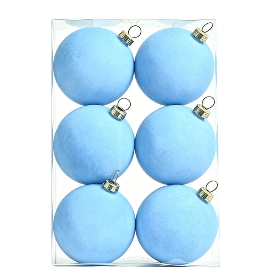 6 PCS Large Christmas Velvet Ball Ornaments, 3.15 Inch Flocked Christmas Hanging Balls, Bulk Velvet Ornaments for Christmas Tree Decorations, Xmas Bulbs for Home Party(B)