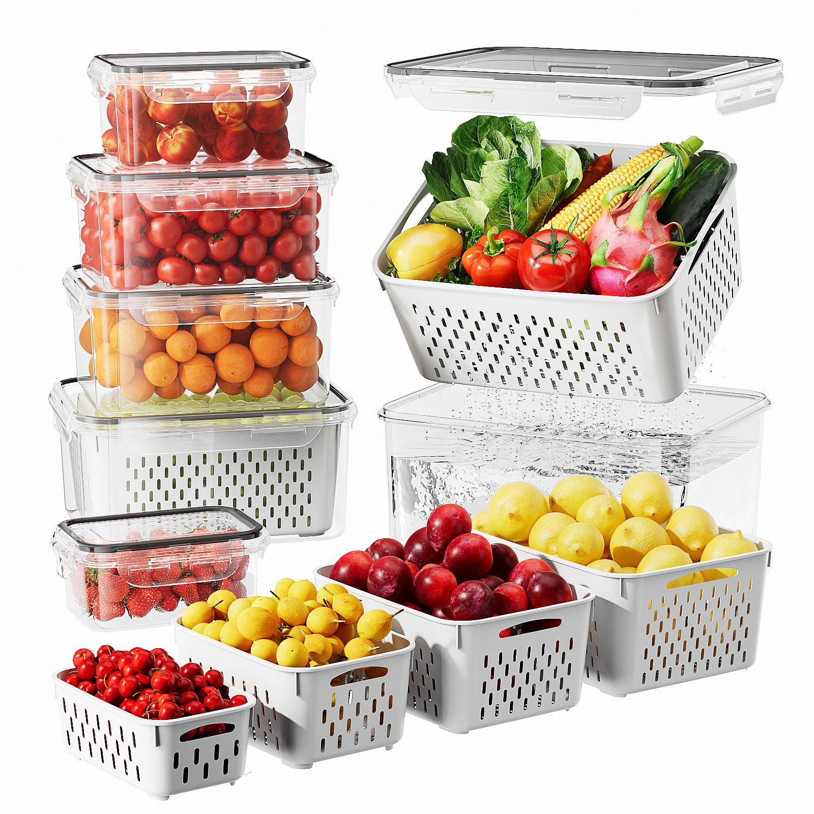 6-Piece BPA-Free Stackable Food Storage Containers with Lids and Colanders