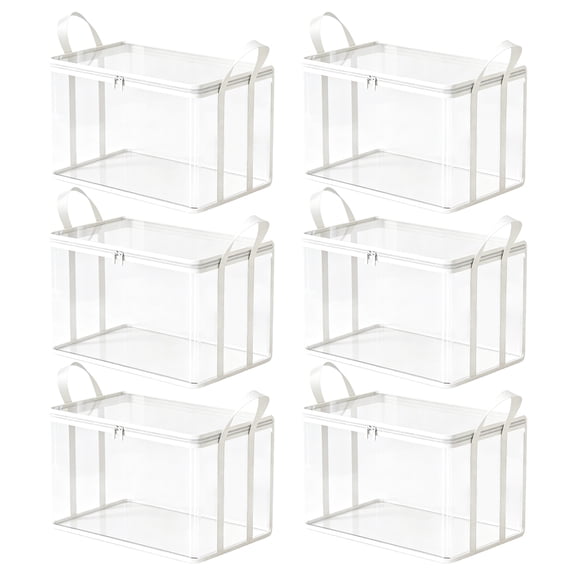 6 PCS Large Heavy-Duty Thick Plastic Clear Storage Bag for Clothes, Moving & Storage, Reinforced Handles & Heavy-Duty Zippers Moving Boxes Storage Bags Totes, Waterproof Storage Totes,White