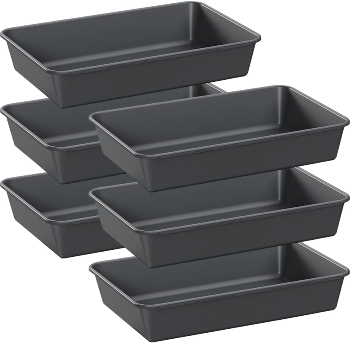 6 PCS Large Plastic Drawer Organizer, 9"×6" Desk Drawer Organizer and Storage Trays, Versatile Plastic Storage Bins for Makeup Vanity, Jewelries, Kitchen Utensils, Bathroom and Office