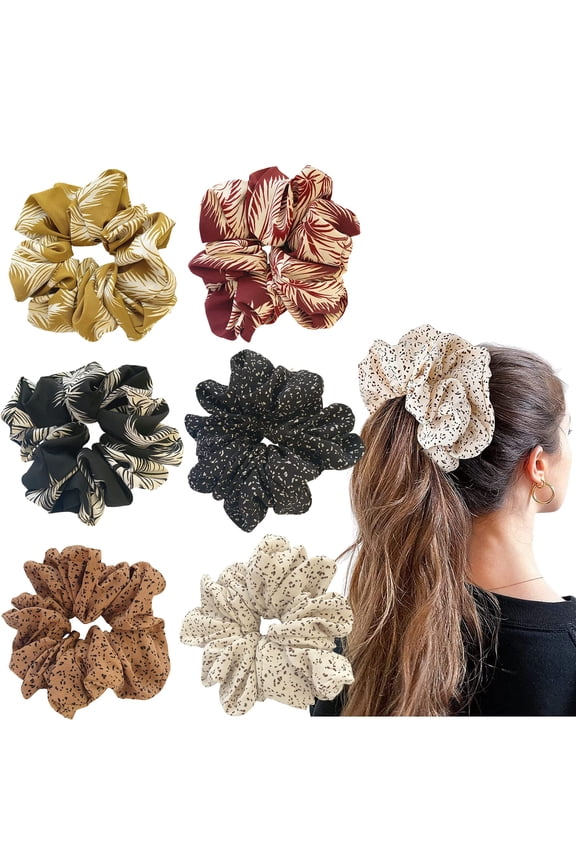 6 PCS Large Satin Scrunchie - Oversized, Jumbo, Giant, Big Silk Scrunchies for Women