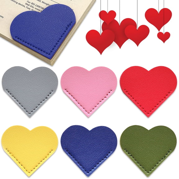 6 PCS Leather Heart Bookmark, Handmade Leather Bookmarks Corner Page Bookmarks Cute Book Accessories Reading Gift for Reading Lover