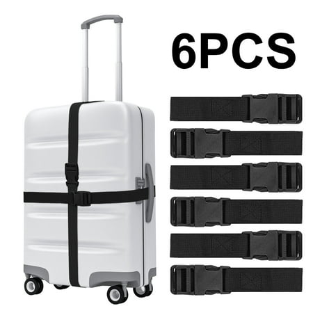 Luggage Nylon Straps with Quick Release Buckle Utility Straps for Travel Packing Outdoorsports 6 Pack 2.5 x 150cm (Black)