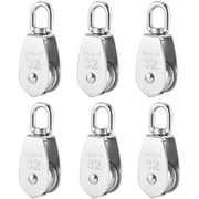 6 PCS M32 Single Pulley Blocks, STONCEL 304 Stainless Steel Heavy Duty Roller Crane Pulley Accessories Swiveling Wire for Lifting 250kg/551Ibs