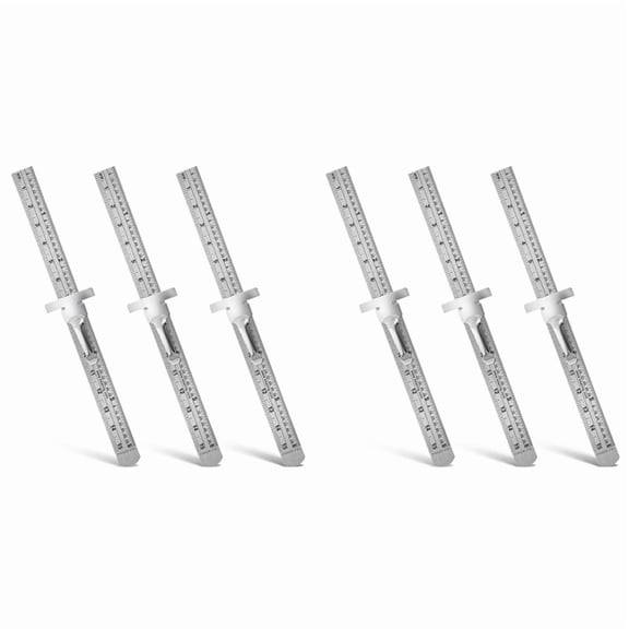 6 PCS Machinist Ruler, 6 Inch 15 cm Pocket Ruler Flexible  Stainless Steel Ruler with Detachable Clips