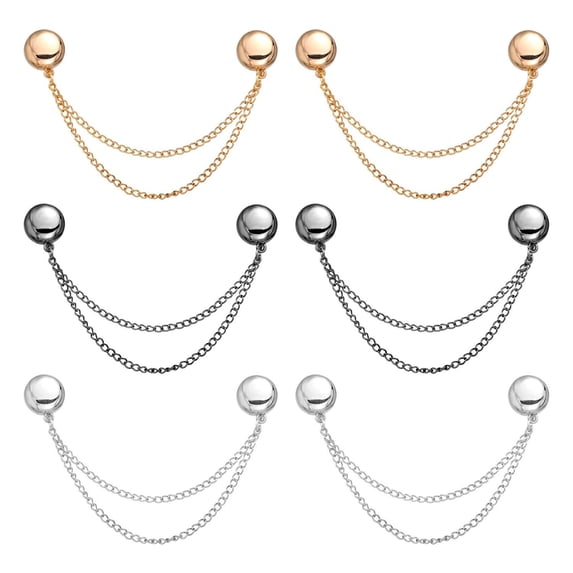 6 PCS Magnetic Clothing Clips with Chain, Multi-Function Magnet Button Pins Hijab Cuff Clips for Fixing Hem of Clothes Long Pants Legs Sleeves of Shirts