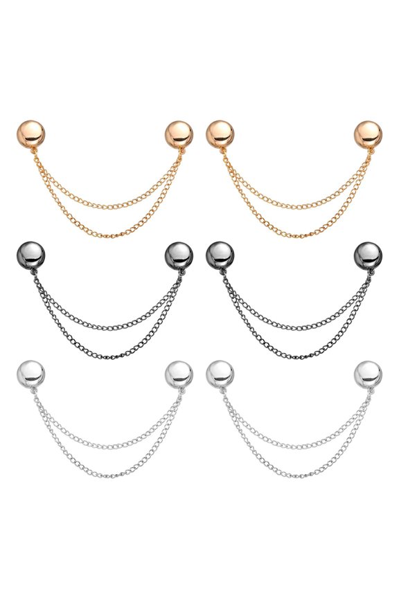 6 PCS Magnetic Clothing Clips with Chain, Multi-Function Magnet Button Pins Hijab Cuff Clips for Fixing Hem of Clothes Long Pants Legs Sleeves of Shirts