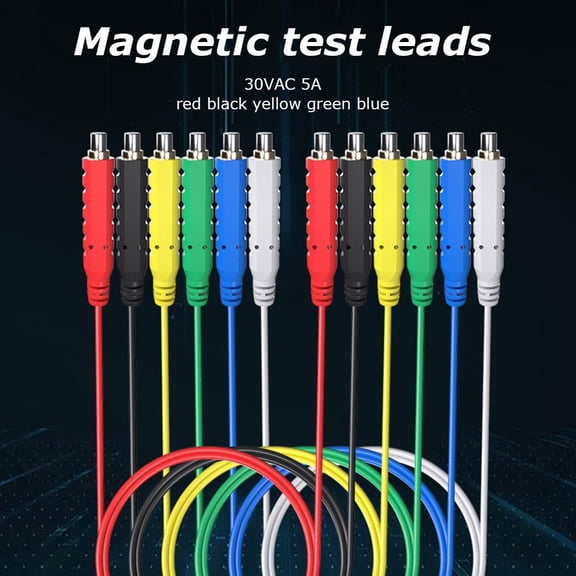 6 PCS Magnetic Test Leads, 39.4 Inch Silicone Jumper Wires with Magnets, 30V 5A Alligator Clip Replacement for Circuit Testing