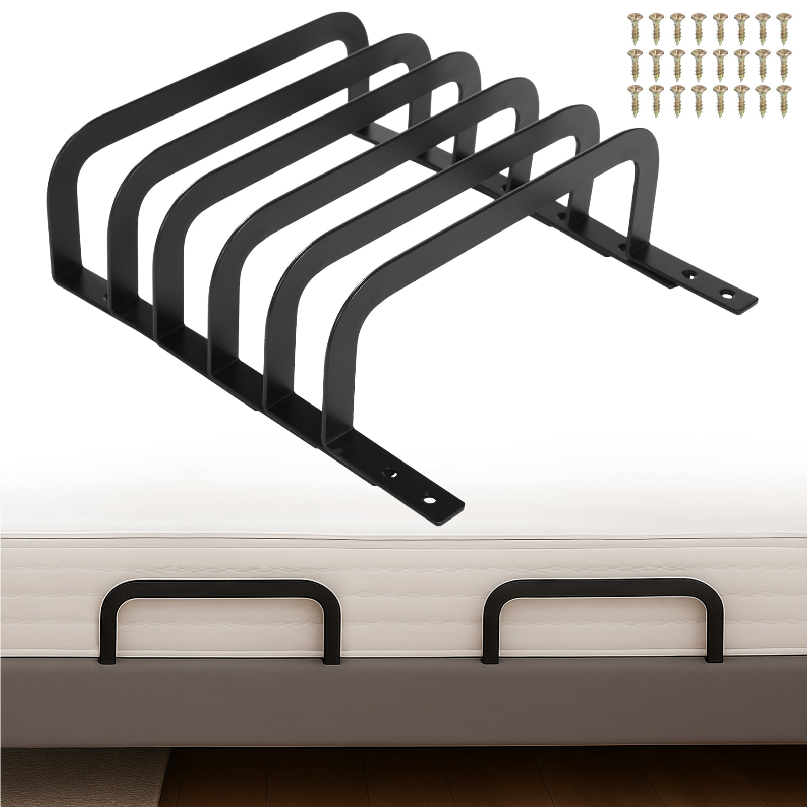 6 PCS Mattress Retainer Bars, Matte Black Steel Slide Stoppers with ...