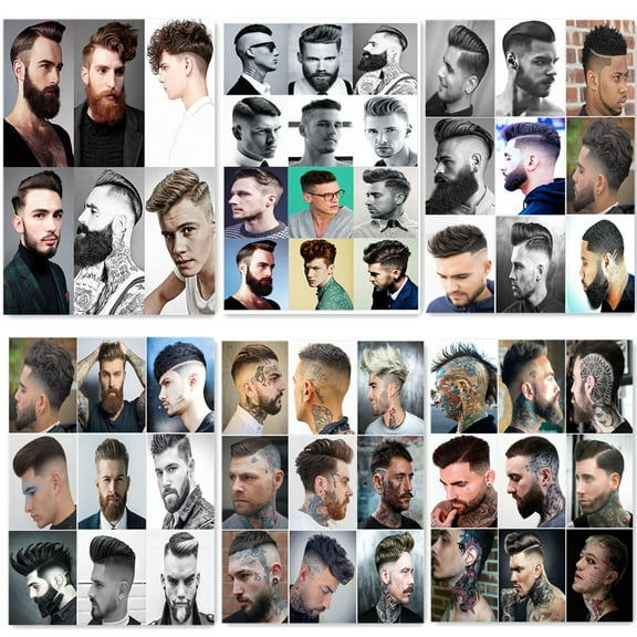 6 PCS Men's Hairstyling Design Artwork Print Art Poster - Personalise Haircut and Shave Salon Hairdressing Wall Art Canvas Painting Barber Shop Wall Decoration F2