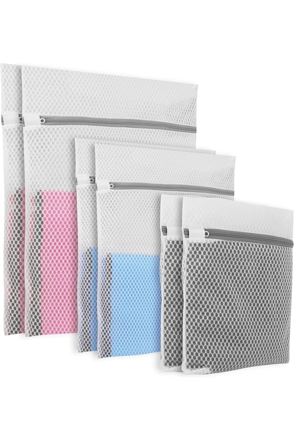 6 PCS Mesh Laundry Bags for Delicates, 3 Size Laundry Bag with Premium Zipper, Laundry Bags Mesh Wash Bags for Travel Organizing, Delicate Laundry Bag (2 Large, 2 Medium, 2 Small)