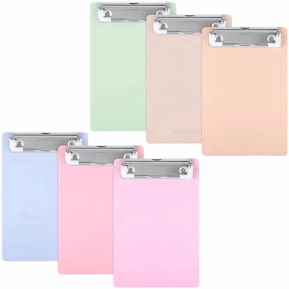 6 Pcs Acrylic Clipboards 5 x 7 Inch A6 Size, Small Plastic Boards with Metal Clip for Classroom, Office and Restaurant
