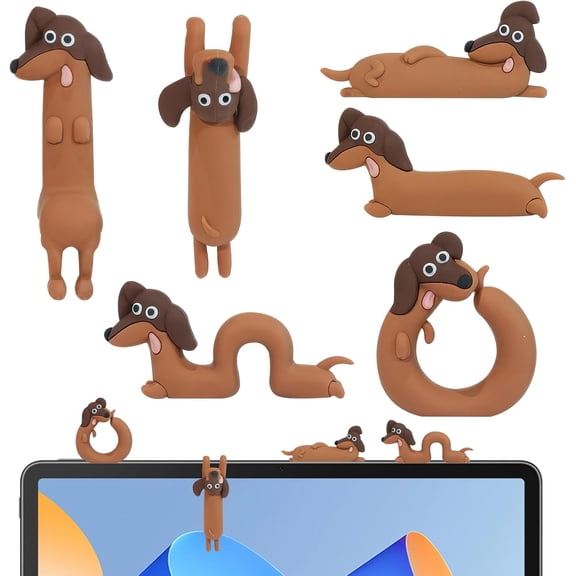 6 PCS Mini Dachshund Figurines Desk Accessories - Cute Funny Sausage Dog Decorations for Computer Monitor, Car Dashboard & Office Desk, Small Resin Dog Decor Set for Aesthetic Workspace Gift