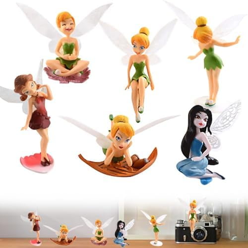 6 PCS Mini Fairies Figurine for Fairy Garden, Resin Miniatures Fairies Ornaments, Tiny Fairy for Birthday Cake Decoration$$Garden & Patio