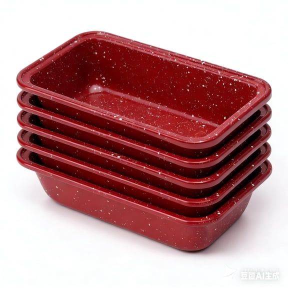 6-PCS Mini Loaf Pan Set - Nonstick High Carbon Steel Baking Molds, Easy Release Durable Cake Pans for Banana Bread, Meatloaf, Toast & Mini Cakes, Red Speckle Design, 6.1x3.5x1.77 Inch