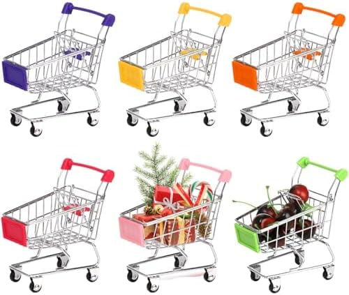 6 PCS Mini Shopping Cart, Mini Supermarket Shopping Grocery Handcart ...
