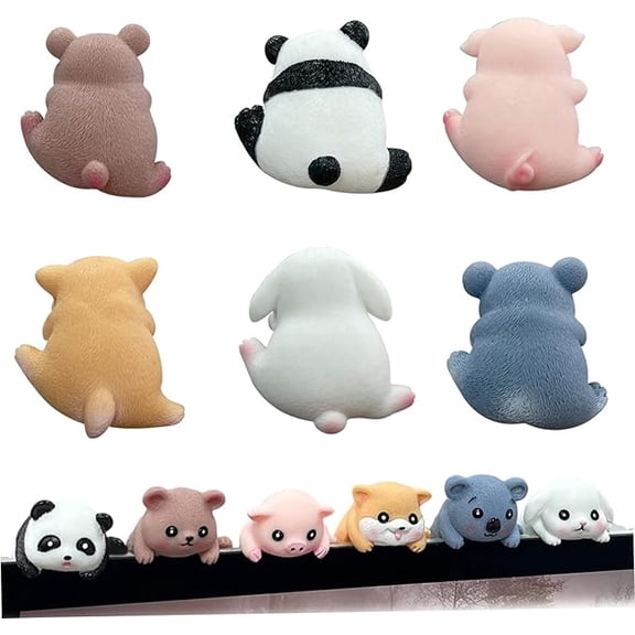 6 PCS Monitor Animal Decorations, Resin Cute Figurines, Mini Desk, Cartoon PC Decor for Home Office Car Central Control Screen