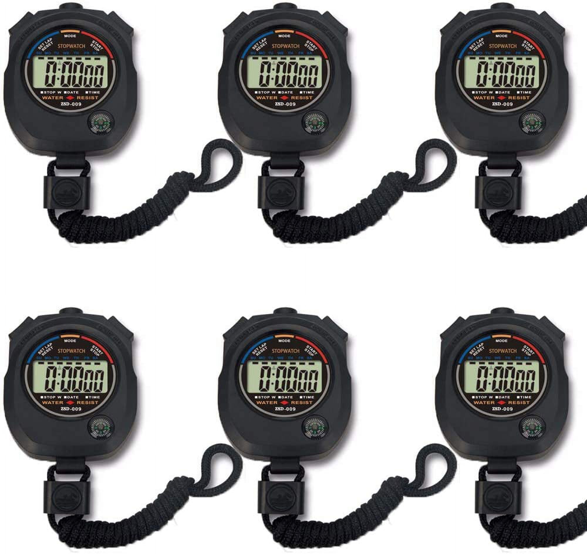 Black Multi-Function Digital Sport Stopwatch Timer with Large Display